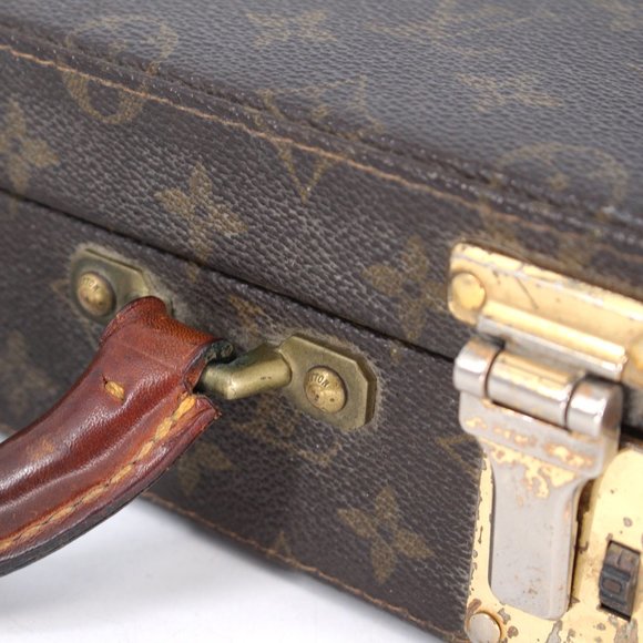 Louis Vuitton Attache Briefcase Trunk Brown Tan Leather LV Monogram President - Picture 4 of 9